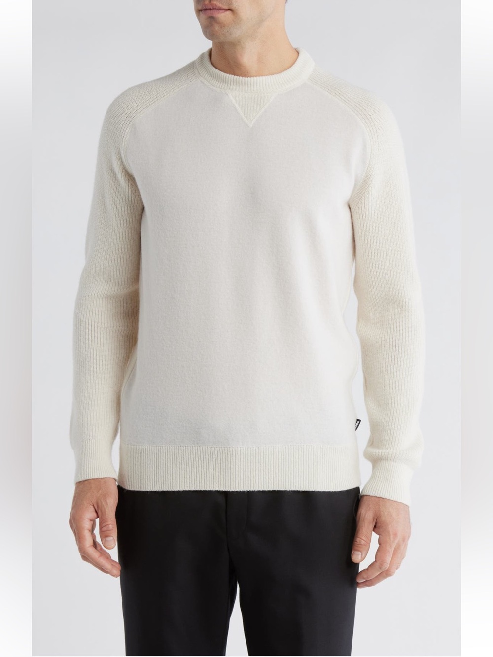 BOSS Hero Wool Crewneck Sweater open white cream Men’s XXL XX Large NWT